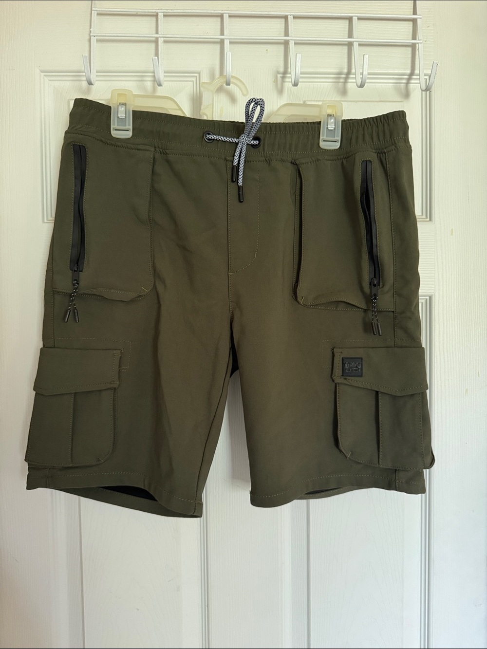 Men's Olive Drawstring Cargo Shorts